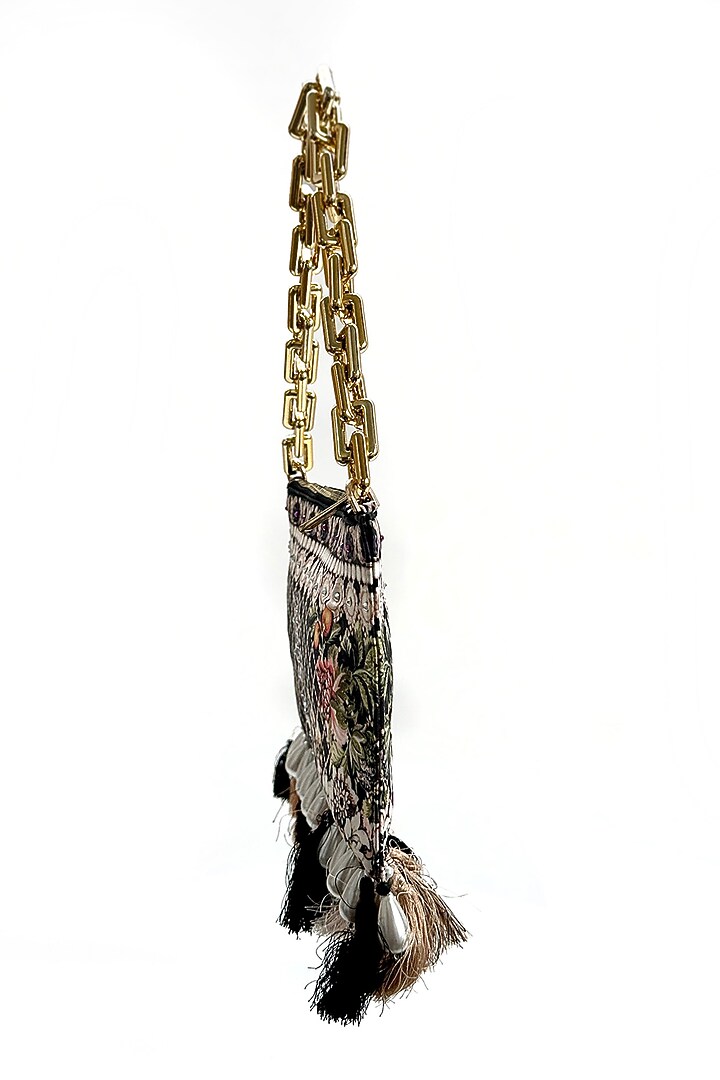Black Satin Pearl & Bead Embellished Handbag by The Garnish Company at Pernia's Pop Up Shop
