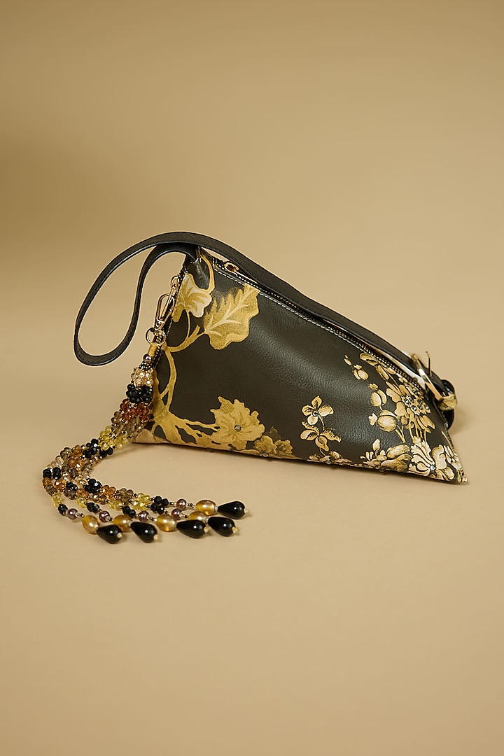 Black PU Printed Hand Bag by The Garnish Company at Pernia's Pop Up Shop