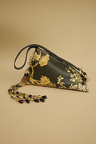 Black PU Printed Hand Bag by The Garnish Company