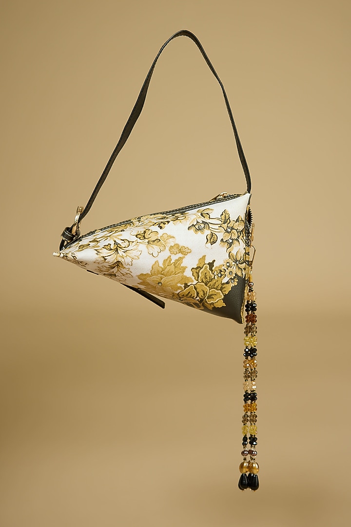 Black PU Printed Hand Bag by The Garnish Company at Pernia's Pop Up Shop