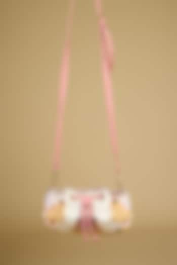 Blush Satin Printed Drawstring Handbag by The Garnish Company at Pernia's Pop Up Shop