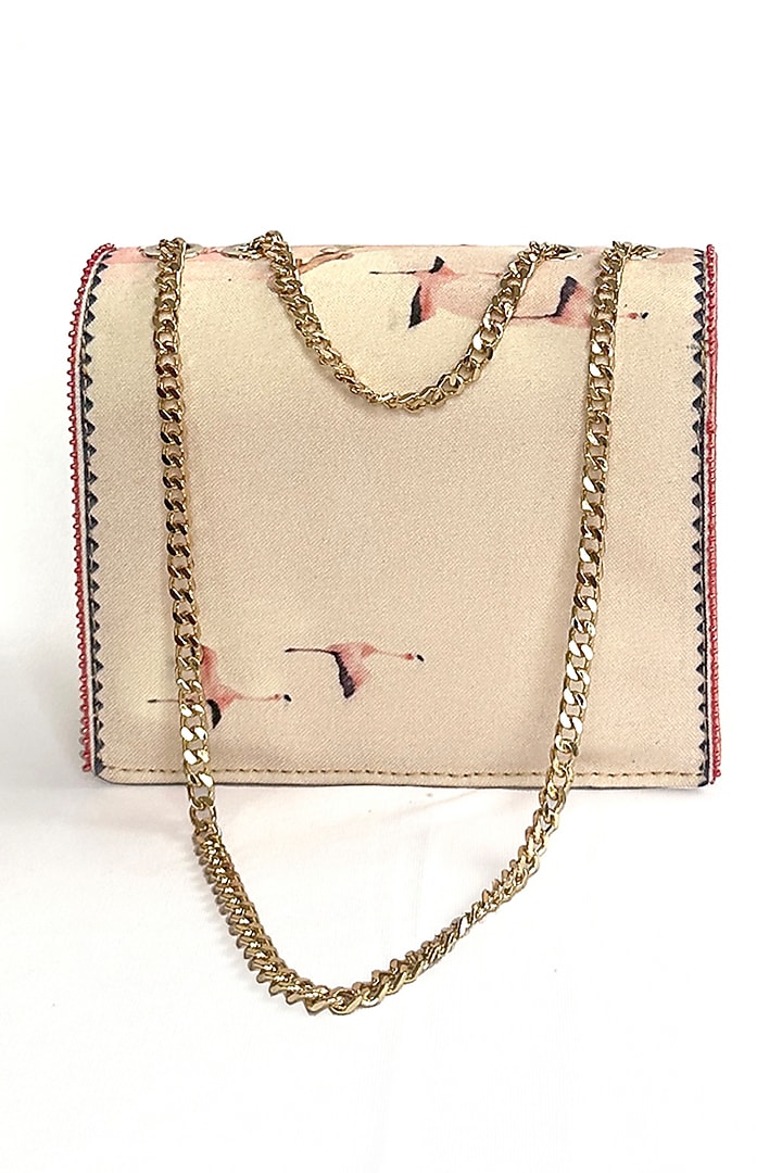 Cream Cotton Canvas Monuments Printed Sling Bag by The Garnish Company at Pernia's Pop Up Shop
