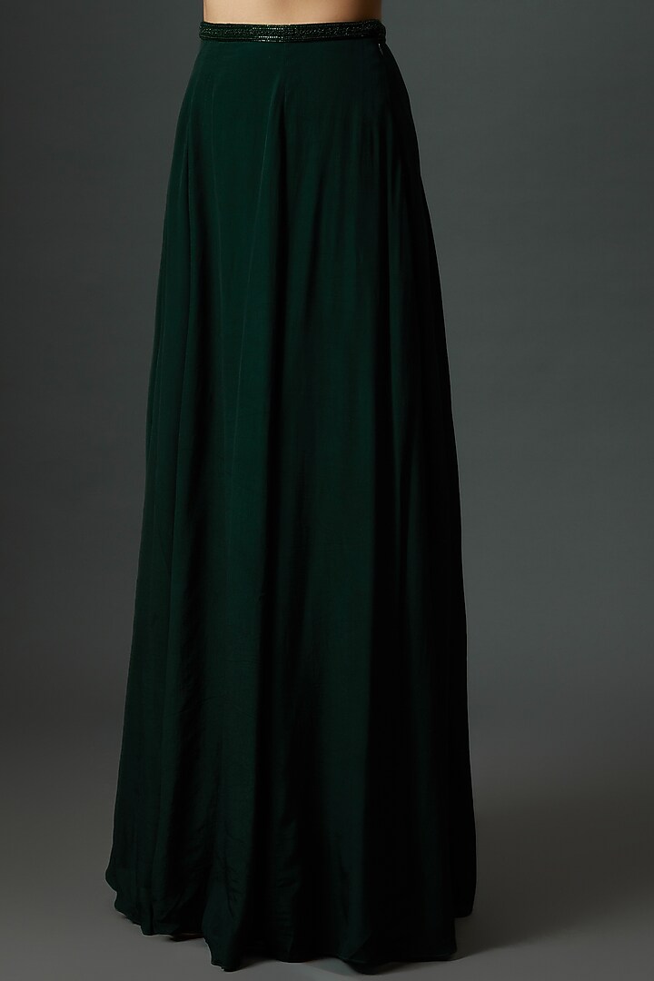 Bottle Green Georgette Skirt Set by 28 Threads at Pernia's Pop Up Shop