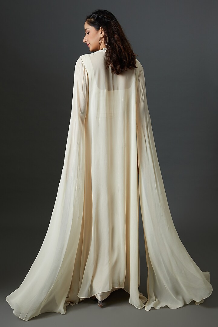 Ivory Satin Draped Skirt Set by 28 Threads at Pernia's Pop Up Shop