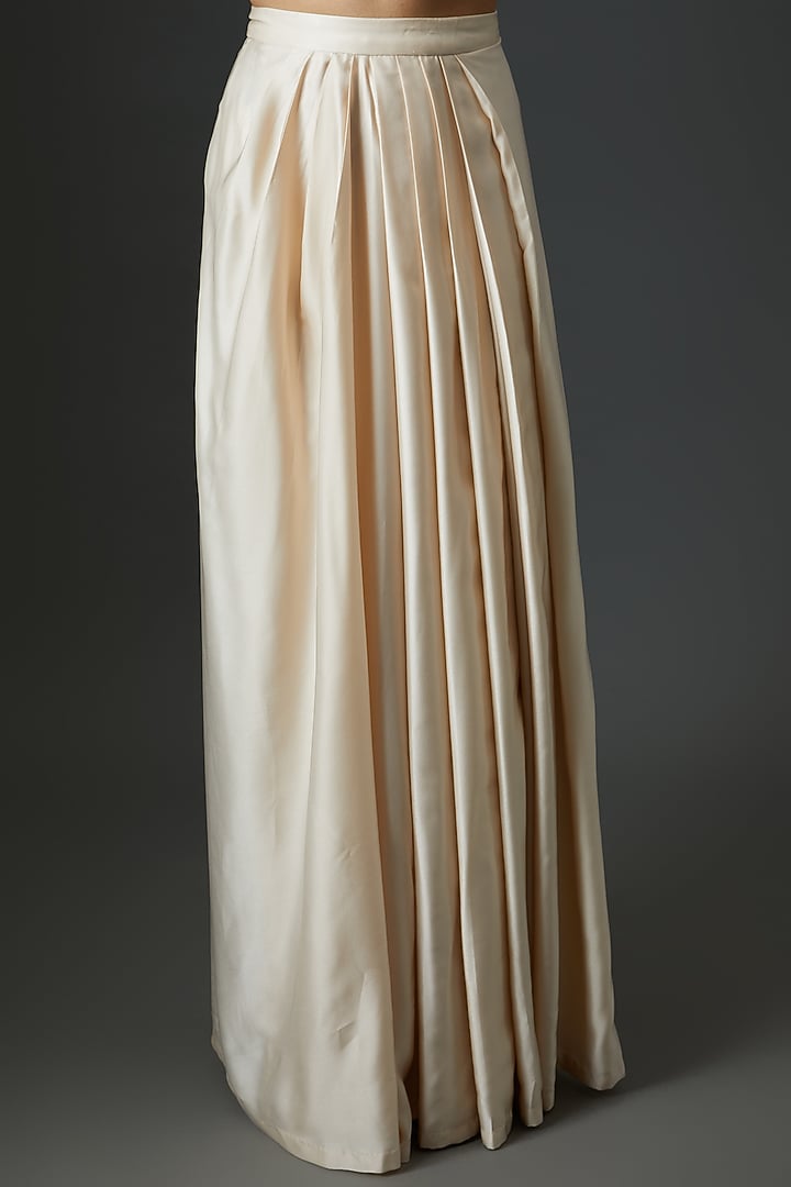 Ivory Satin Draped Skirt Set by 28 Threads at Pernia's Pop Up Shop
