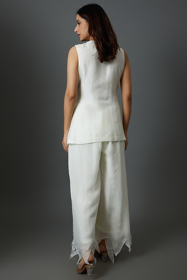 Ivory Organza Wedding Sharara Set by 28 Threads at Pernia's Pop Up Shop