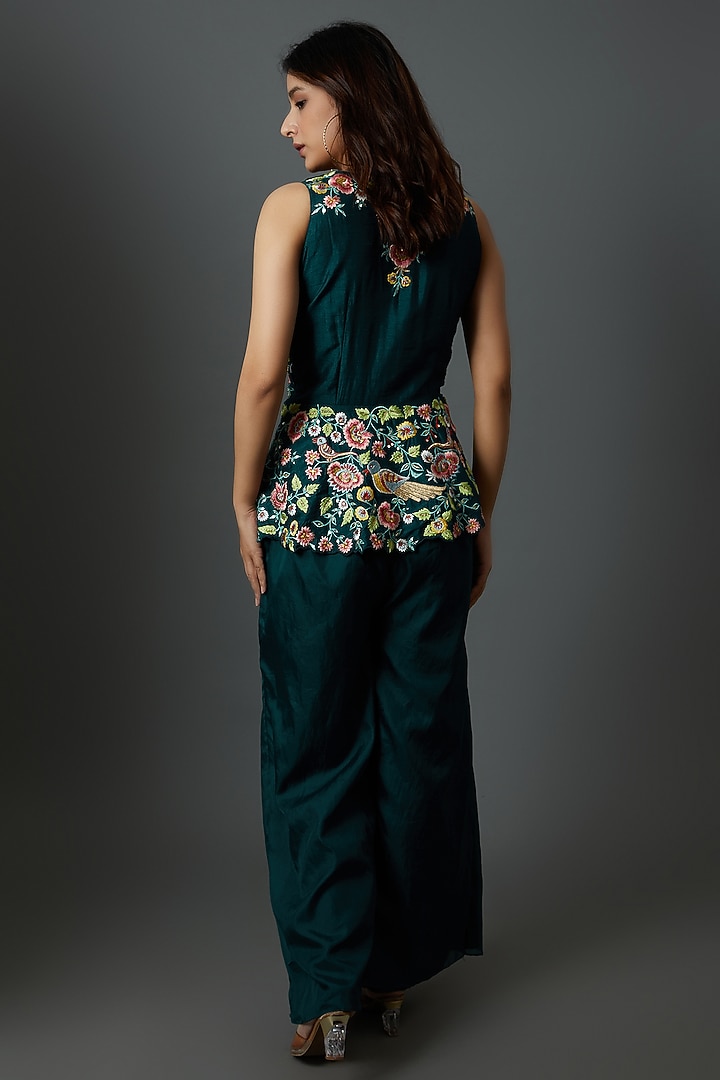 Teal Organza Pant Set by 28 Threads at Pernia's Pop Up Shop