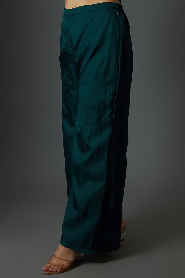 Teal Organza Pant Set by 28 Threads at Pernia's Pop Up Shop