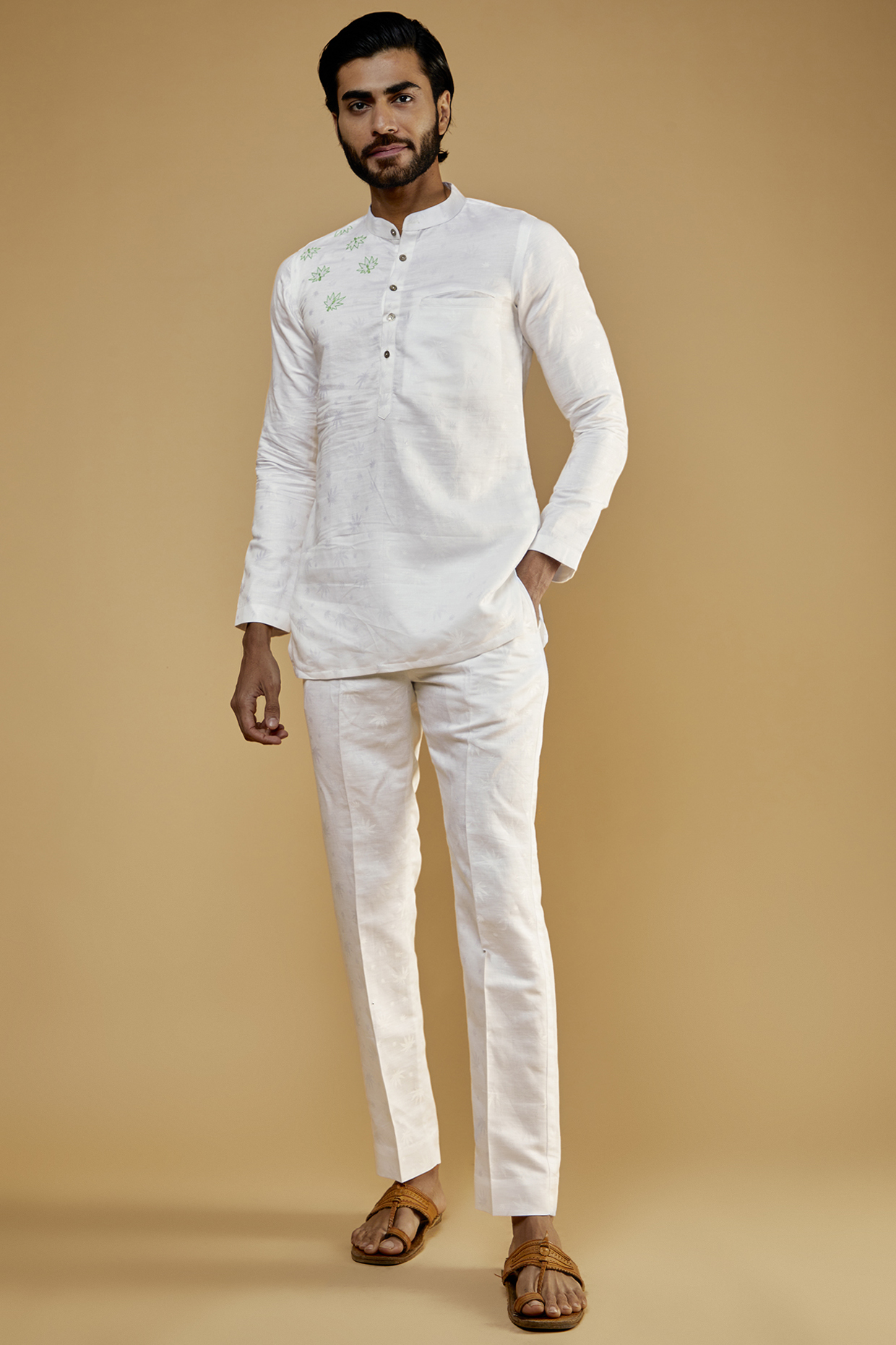 White Hemp Shirt With Embroideries White Hemp Shirt With Embroideries