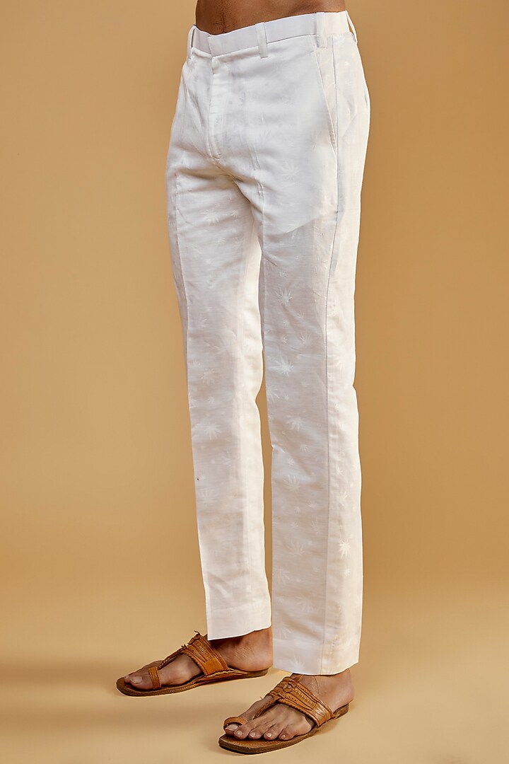 White Hemp & Cotton Blend Embroidered Kurta Set by The Harra Label at Pernia's Pop Up Shop