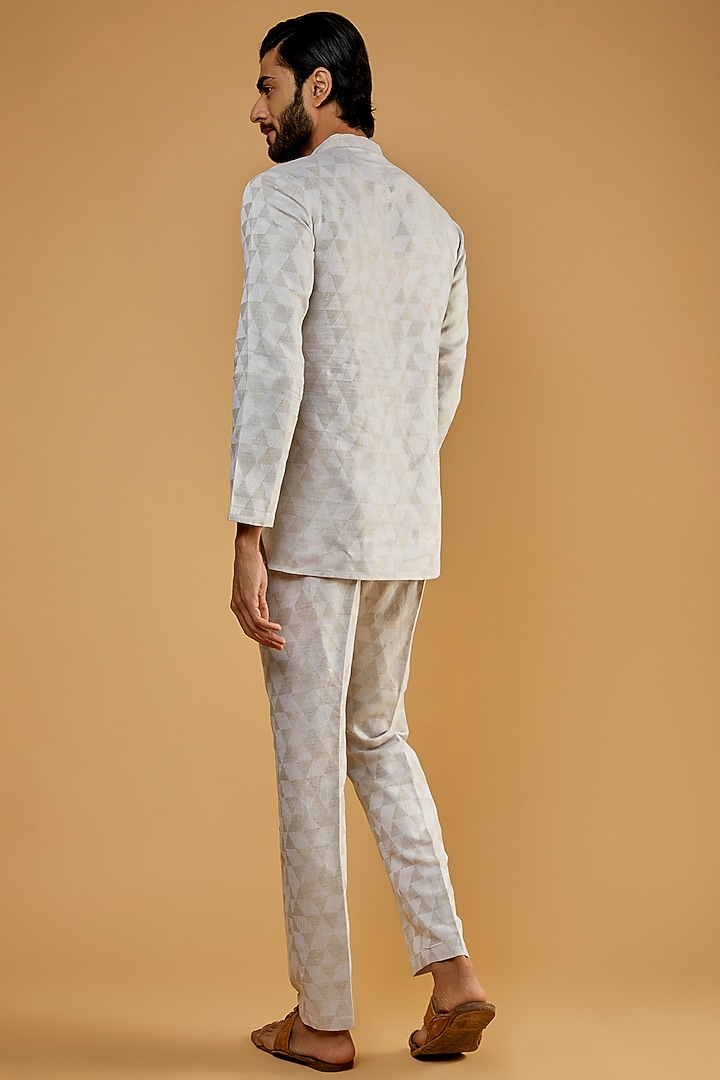 Grey Hemp & Cotton Blend Embroidered Kurta Set by The Harra Label at Pernia's Pop Up Shop
