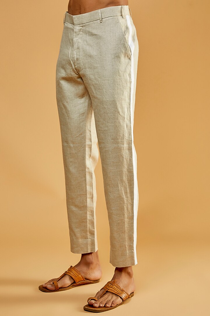 White Hemp Hand Embroidered Party Wear Shirt by The Harra Label at Pernia's Pop Up Shop