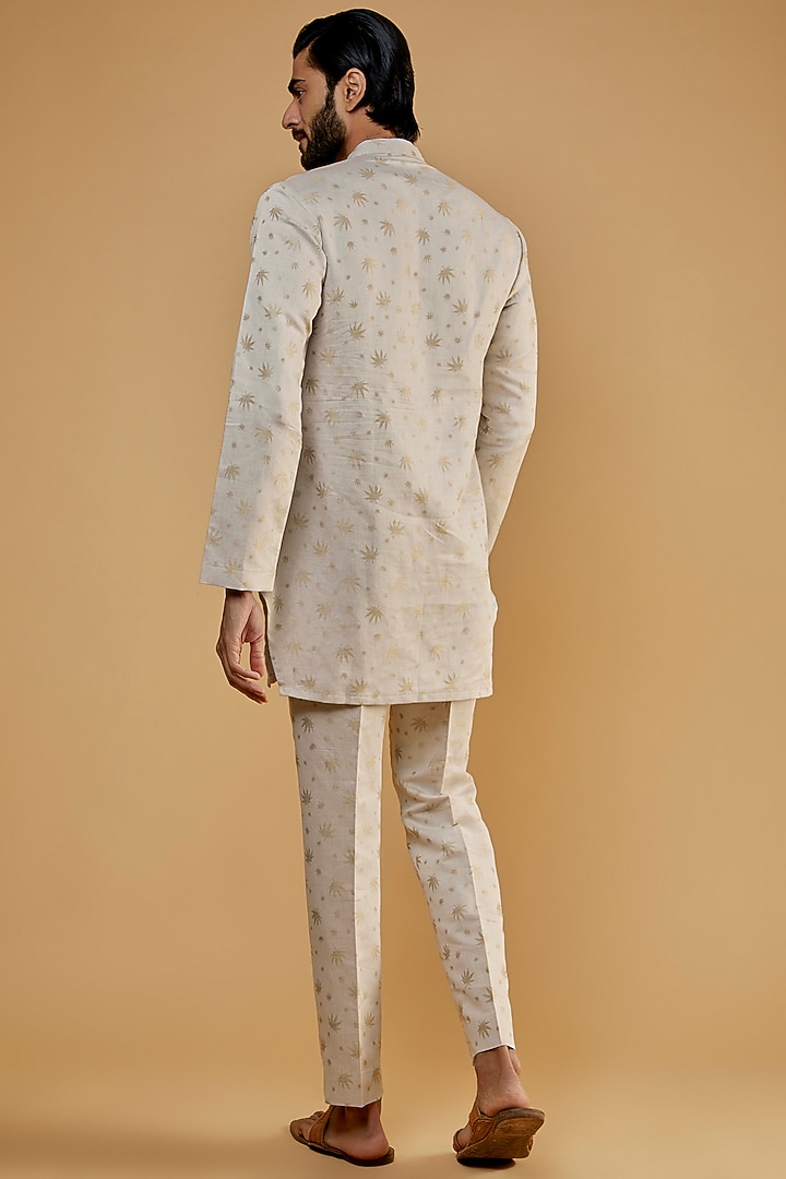 Beige Cotton Blend Thread Embroidered Kurta Set by The Harra Label at Pernia's Pop Up Shop