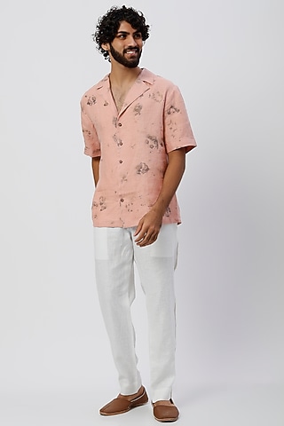 Pink Pure Hemp Digital Floral Printed Shirt by The Harra Label