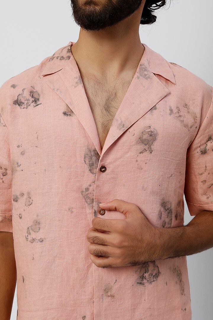 Pink Pure Hemp Digital Floral Printed Party Wear Shirt by The Harra Label at Pernia's Pop Up Shop