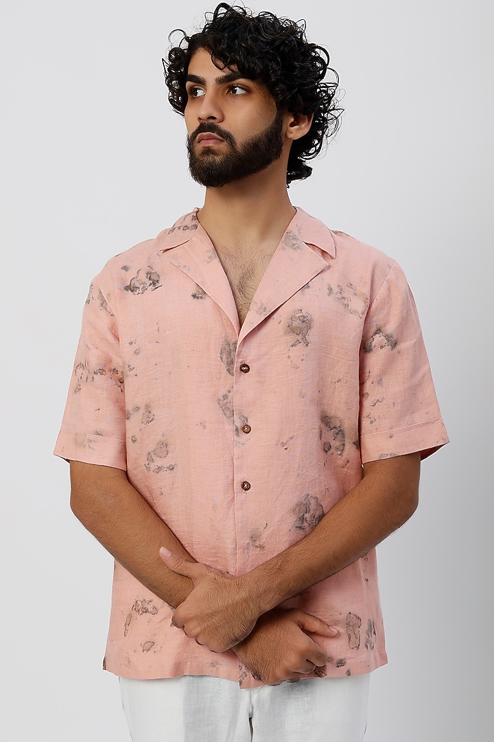 Pink Pure Hemp Digital Floral Printed Party Wear Shirt by The Harra Label at Pernia's Pop Up Shop