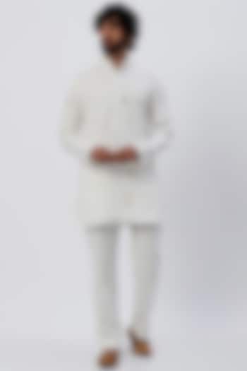 White Printed Kurta Set In Pure Hemp by The Harra Label