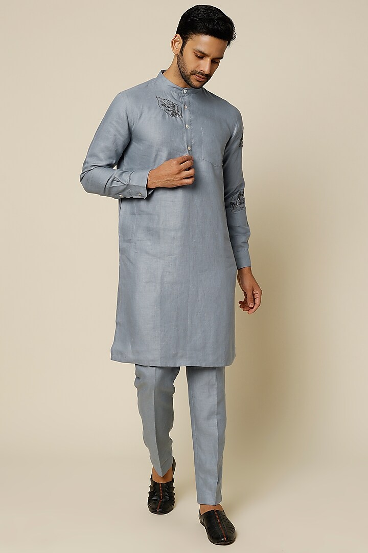 Blue Embroidered Kurta Set by The Harra Label