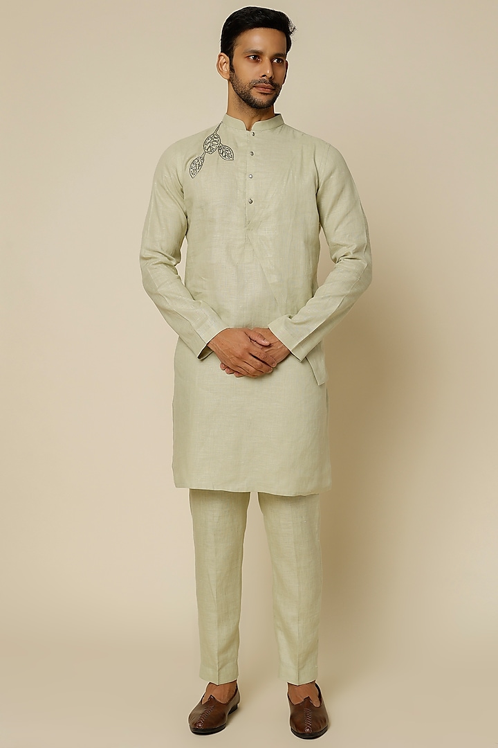 Green Embroidered Kurta Set by The Harra Label