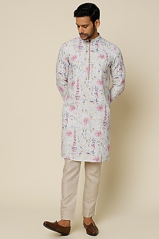 Grey Hemp Floral Digital Printed Kurta by The Harra Label