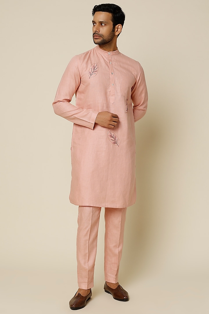 Pink Embroidered Kurta Set by The Harra Label