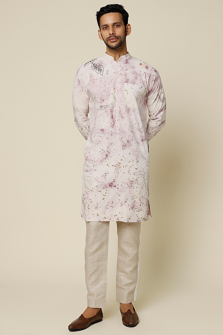 Purple & Pink Embroidered Kurta by The Harra Label