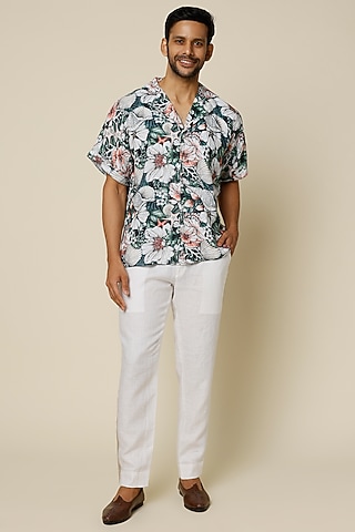 Multi-Colored Hemp Floral Digital Printed Shirt by The Harra Label