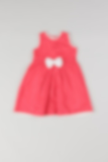 Red Linen Dress For Girls by THE HAPPY POLKA