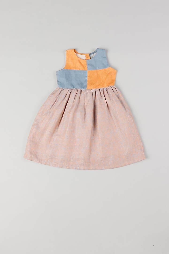 Multi-Colored Dress With Color Blocking For Girls by THE HAPPY POLKA