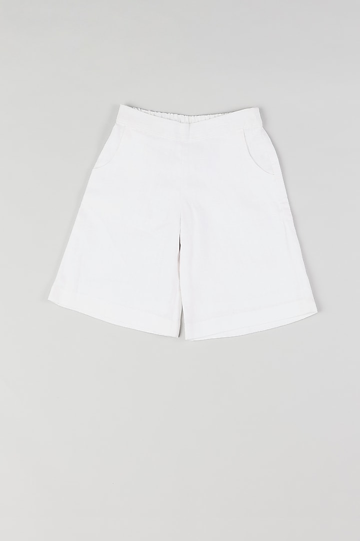 White Linen Culottes For Girls by THE HAPPY POLKA at Pernia's Pop Up Shop
