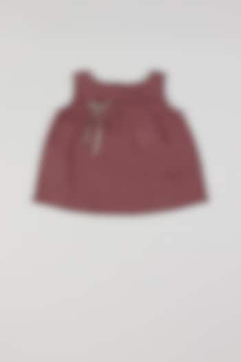 Dark Mauve Linen Top For Girls by THE HAPPY POLKA at Pernia's Pop Up Shop