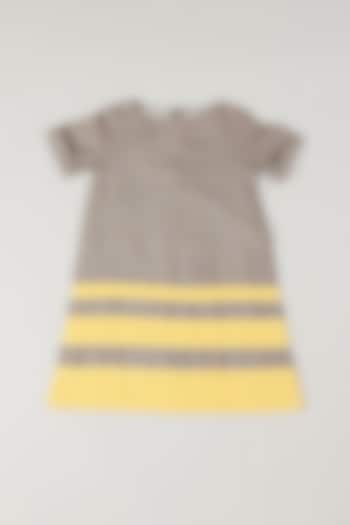 Grey Striped Dress For Girls by THE HAPPY POLKA