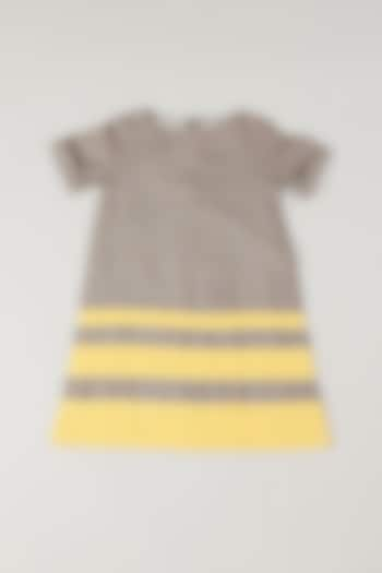 Grey Striped Dress For Girls by THE HAPPY POLKA at Pernia's Pop Up Shop