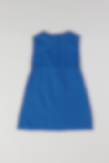 Vibrant Blue A-Line Dress For Girls by THE HAPPY POLKA
