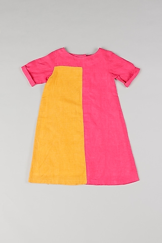 Buy COLOR BLOCK RED AND PINK DRESS for Women Online in India