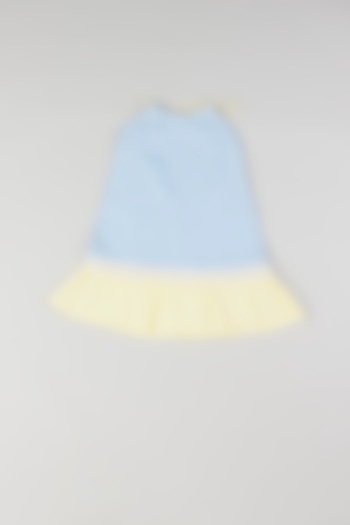 Pale Blue Ruched Dress For Girls by THE HAPPY POLKA