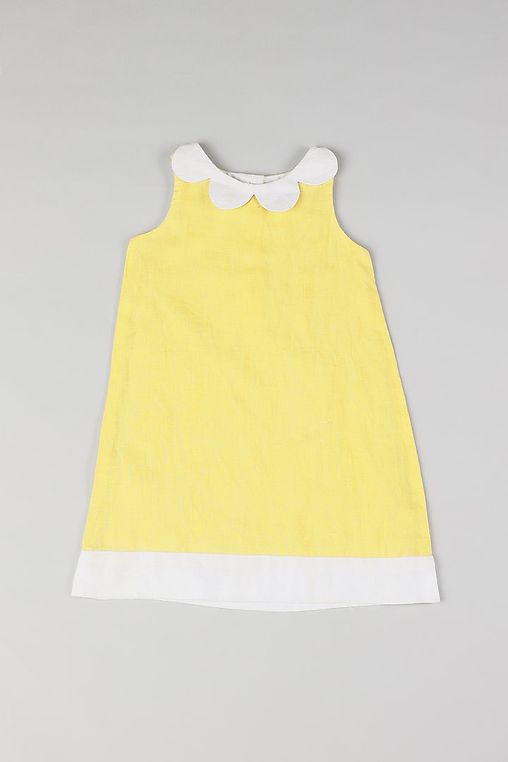 Yellow Linen Knee-Length Dress by THE HAPPY POLKA