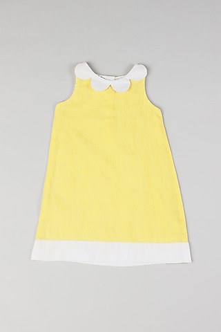 Yellow Linen Knee-Length Dress by THE HAPPY POLKA