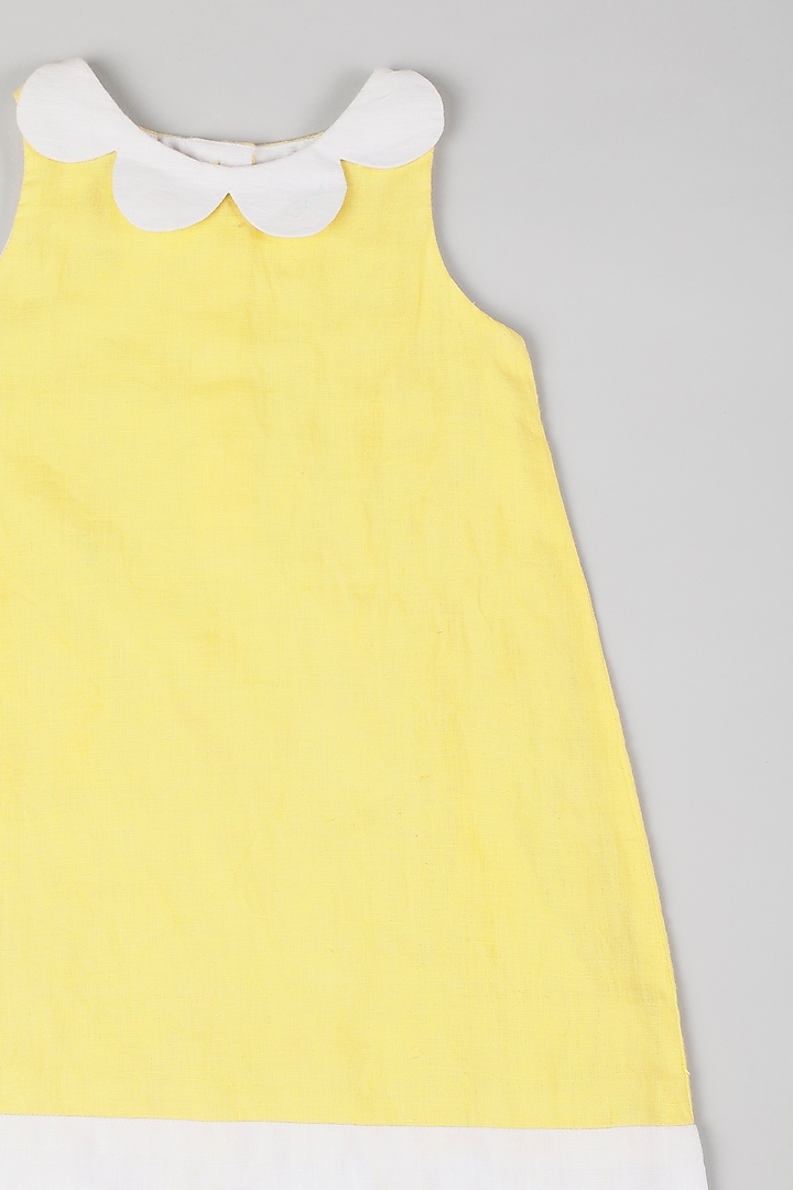 Yellow Linen Knee-Length Dress by THE HAPPY POLKA at Pernia's Pop Up Shop