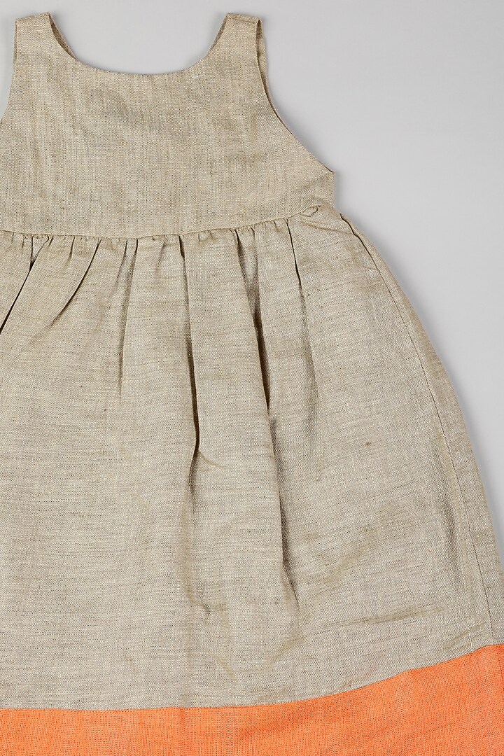 Grey Linen Knee-Length Dress by THE HAPPY POLKA at Pernia's Pop Up Shop