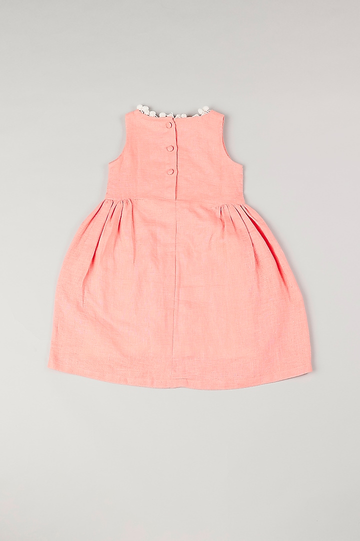 Peach Linen Gathered Dress by THE HAPPY POLKA at Pernia's Pop Up Shop