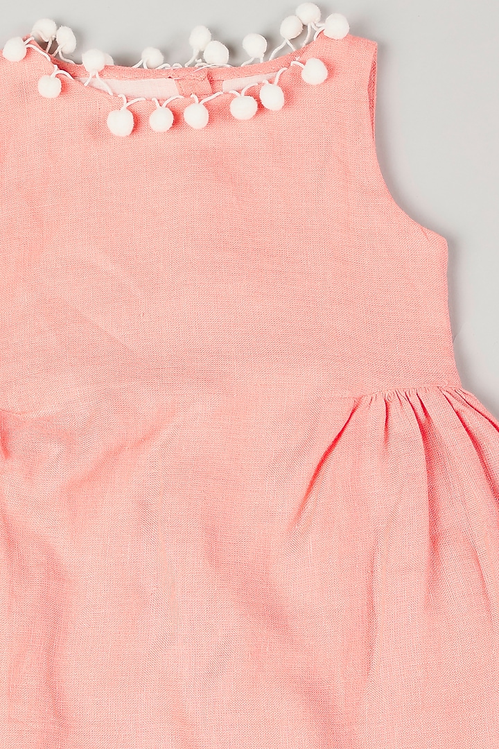 Peach Linen Gathered Dress by THE HAPPY POLKA at Pernia's Pop Up Shop