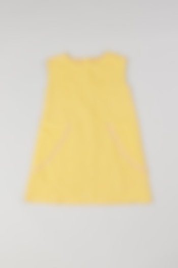 Mustard Linen Knee-Length Dress by THE HAPPY POLKA