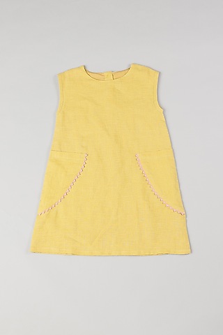 Mustard Linen Knee-Length Dress by THE HAPPY POLKA