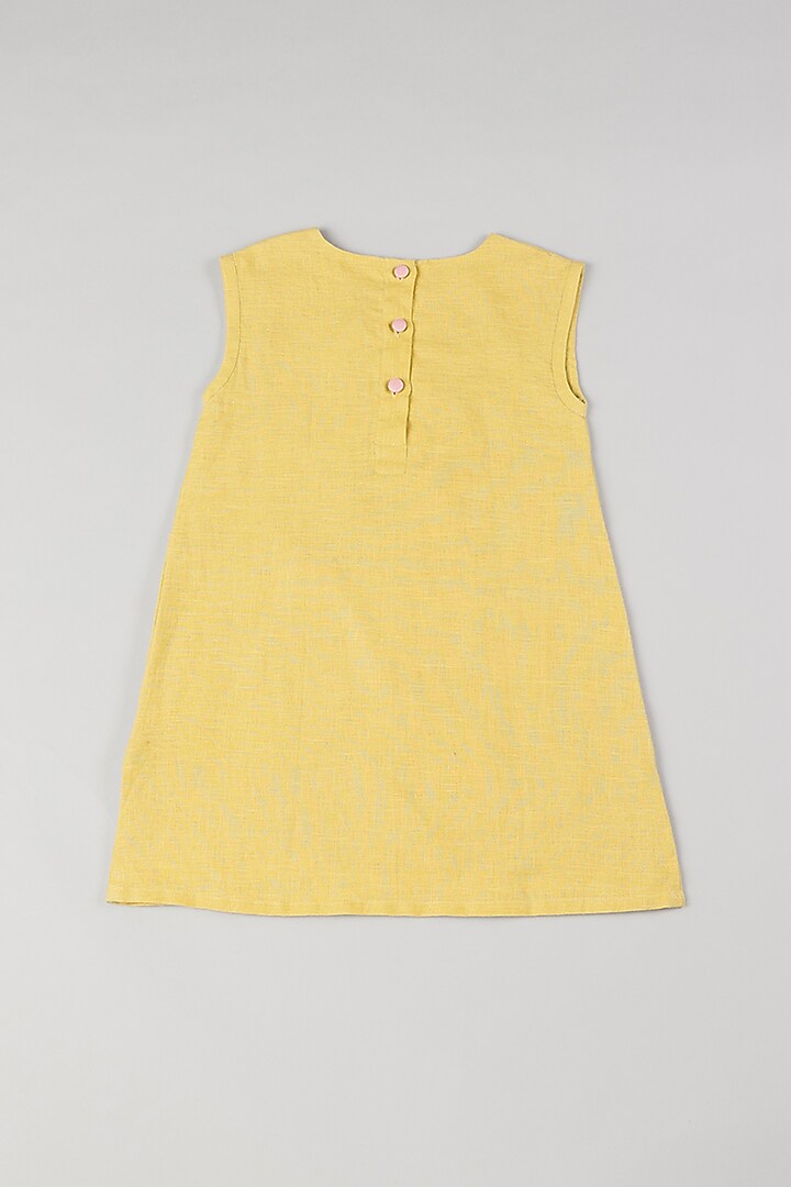 Mustard Linen Knee-Length Dress by THE HAPPY POLKA at Pernia's Pop Up Shop