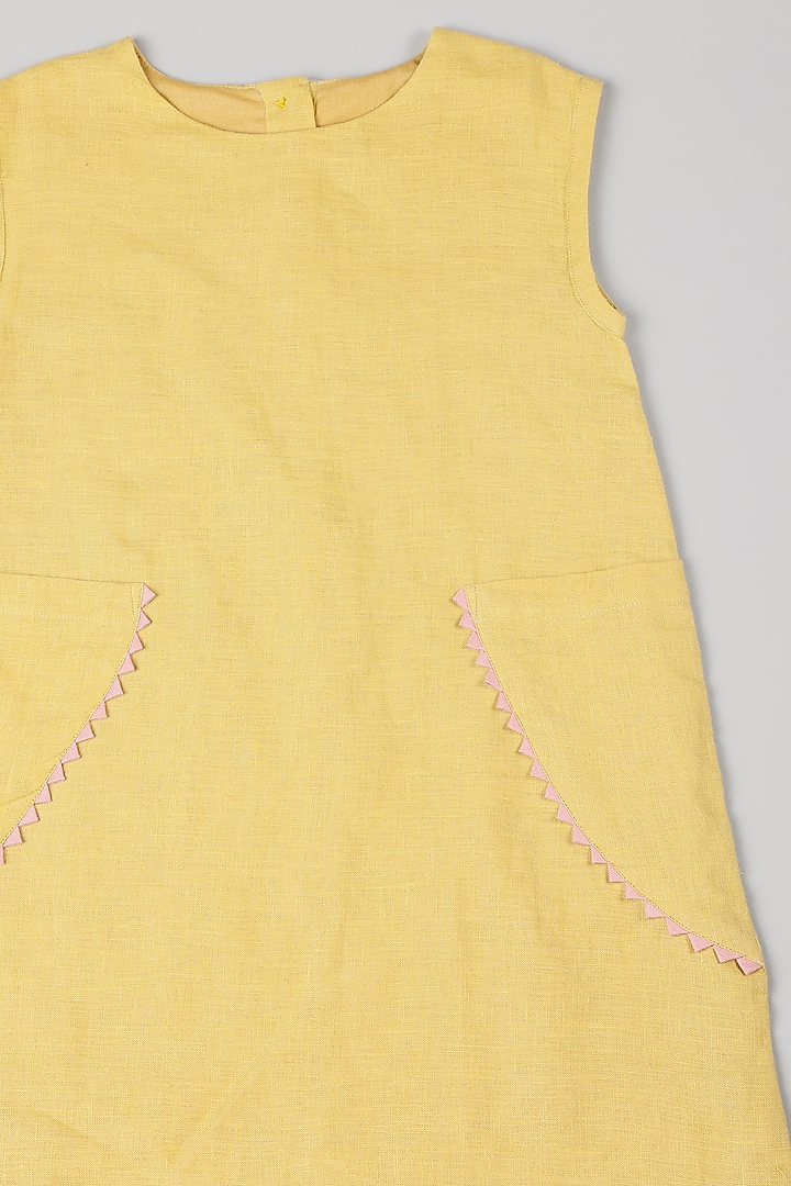 Mustard Linen Knee-Length Dress by THE HAPPY POLKA at Pernia's Pop Up Shop