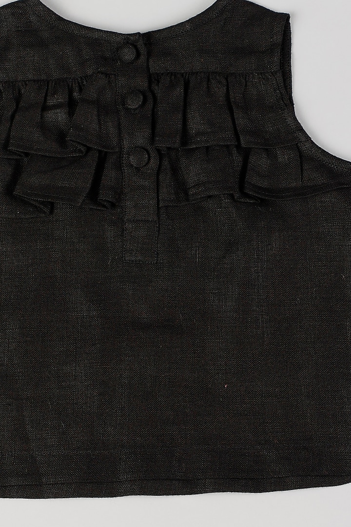 Black Linen Ruffled Top by THE HAPPY POLKA at Pernia's Pop Up Shop