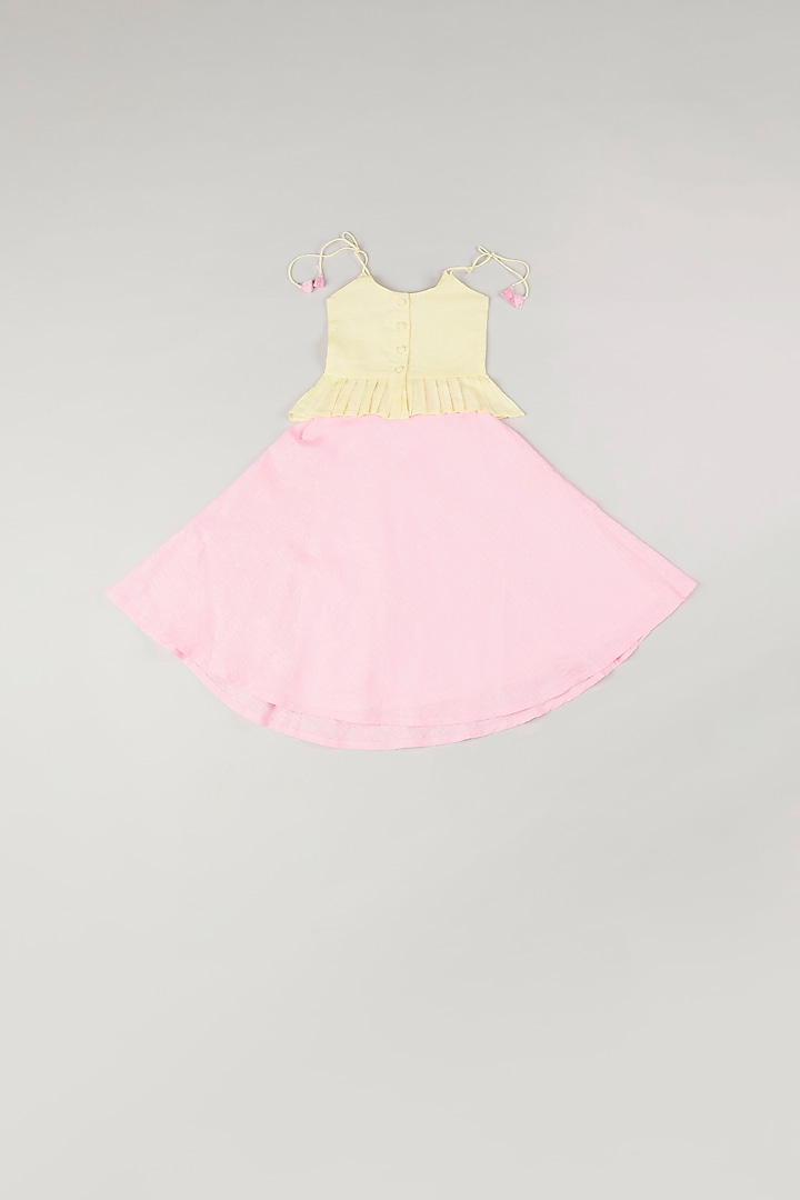 Blush Pink Linen Lehenga Set by THE HAPPY POLKA at Pernia's Pop Up Shop