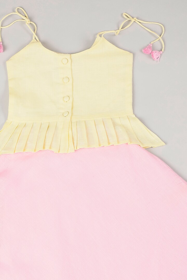 Blush Pink Linen Lehenga Set by THE HAPPY POLKA at Pernia's Pop Up Shop