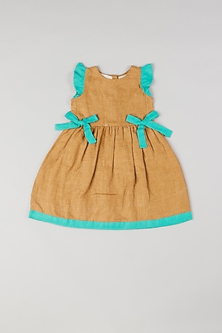 Chocolate Brown Linen Dress by THE HAPPY POLKA